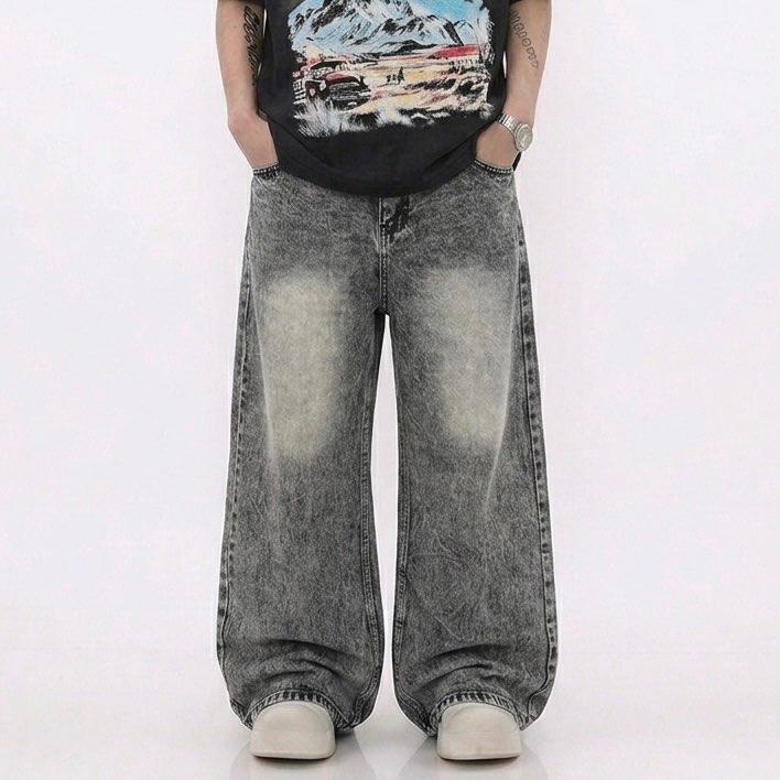 02 Vtg Grey Unisex Baggy Fit Denim - Image 1