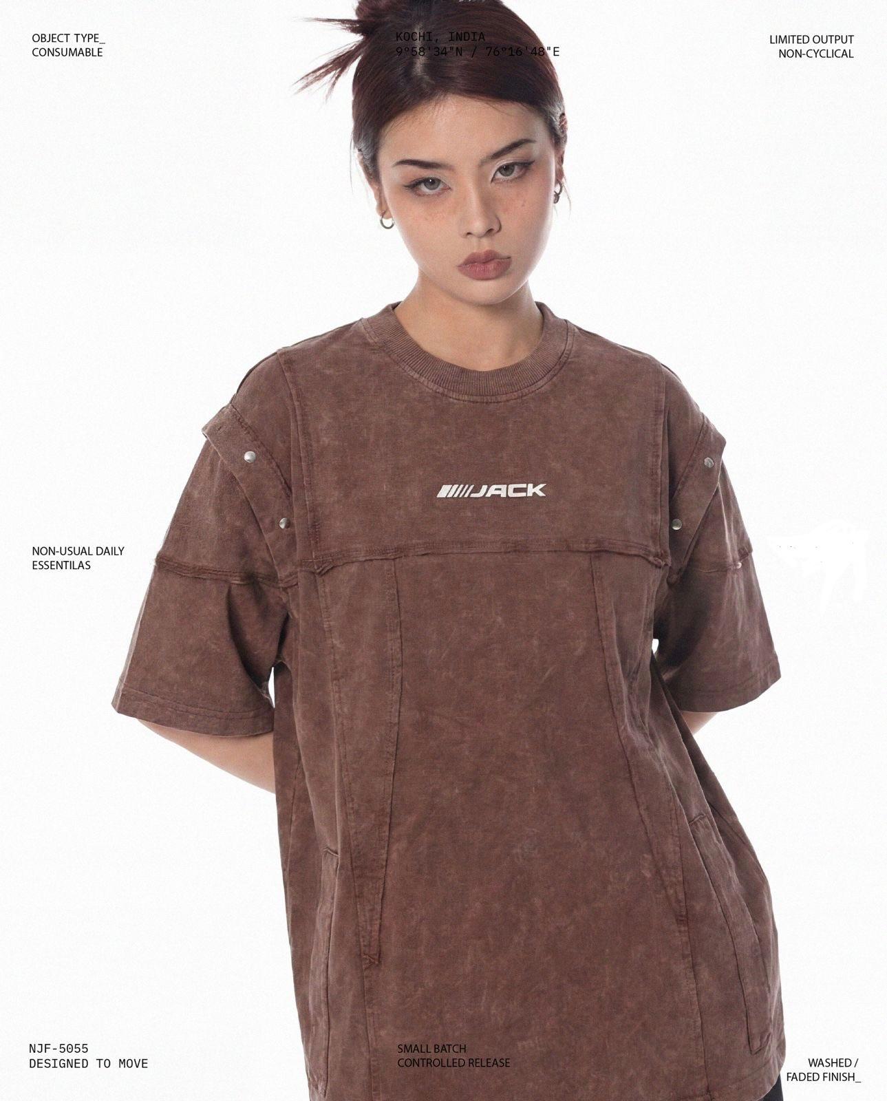 Brown- Designer Acid Washed Unisex Oversized Tee Shirt - Image 1