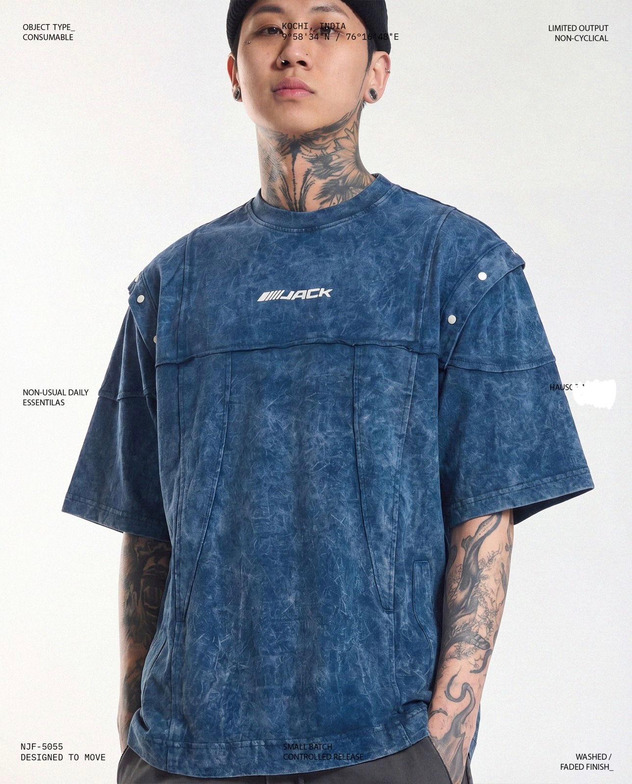 Blue- Designer Acid Washed Unisex Oversized Tee Shirt - Image 1