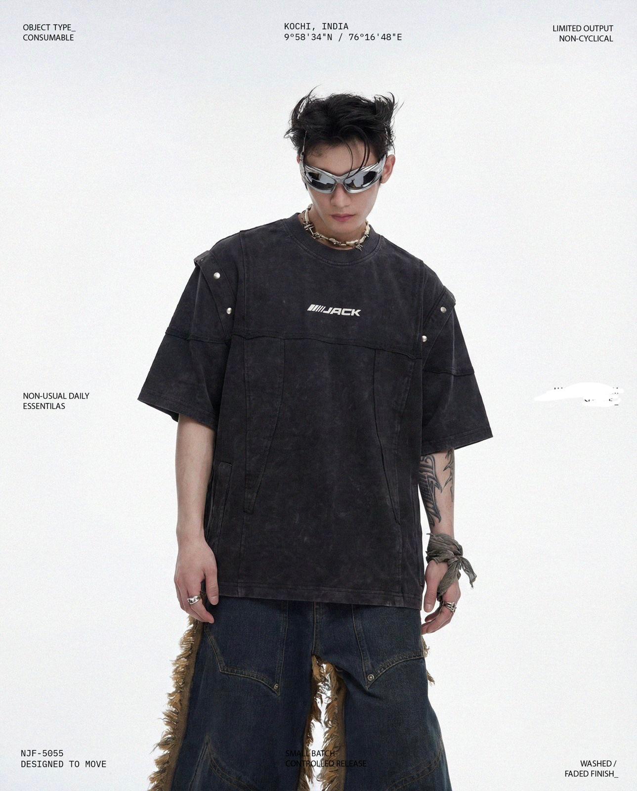 Black-Designer Acid Washed Unisex Oversized Tee Shirt - Image 1