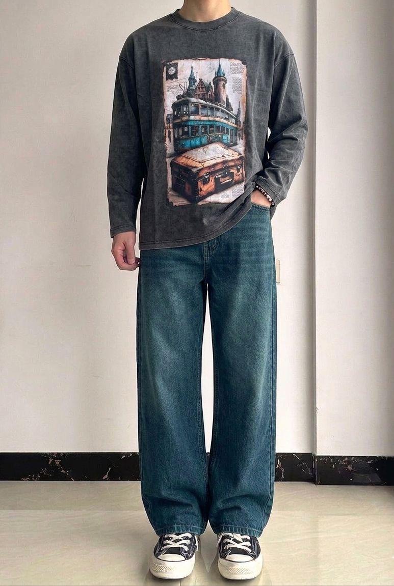 Green Wash Straight Fit Denim - Image 1