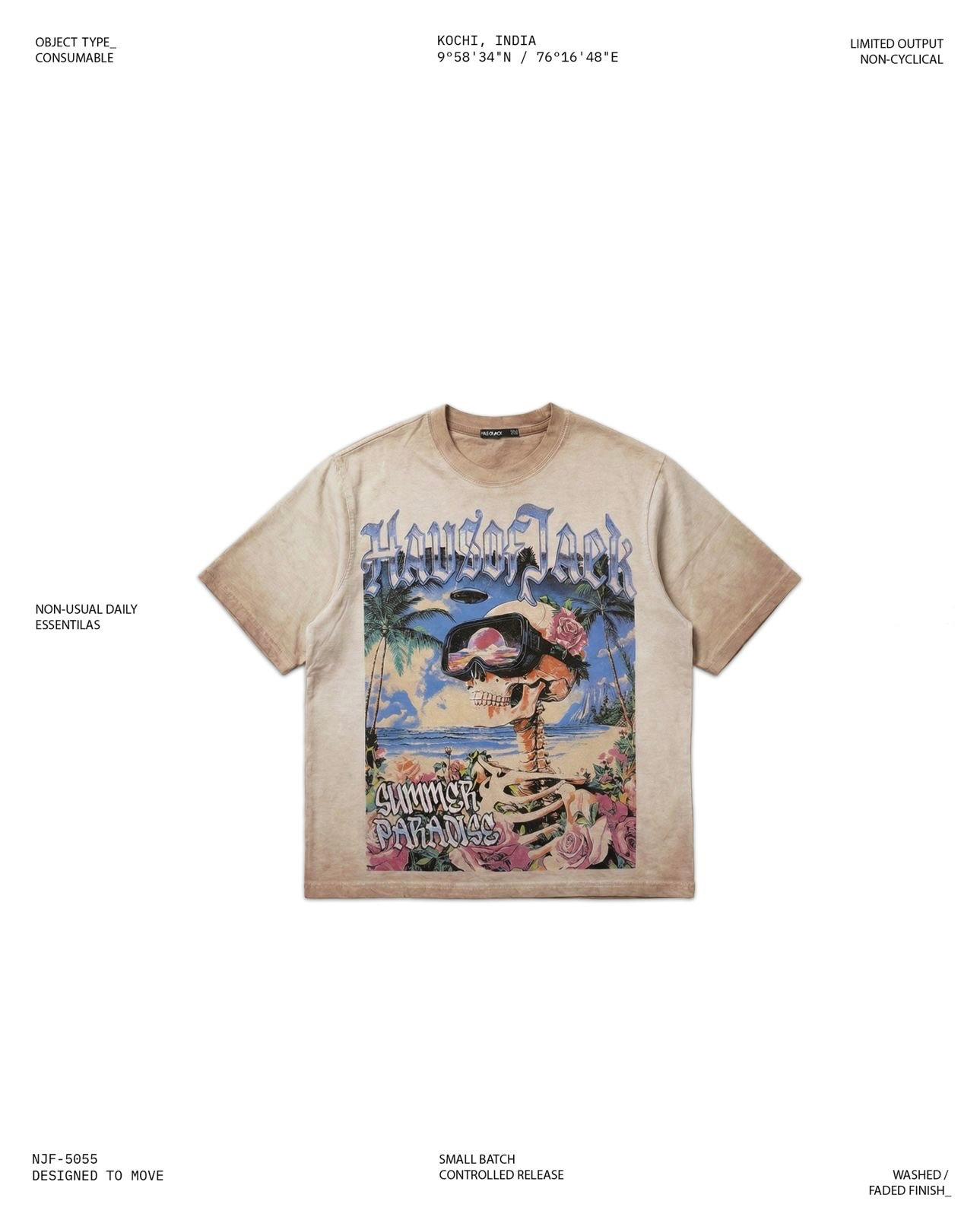Graphic Oversized Unisex Tee- Sand Faded - Image 1