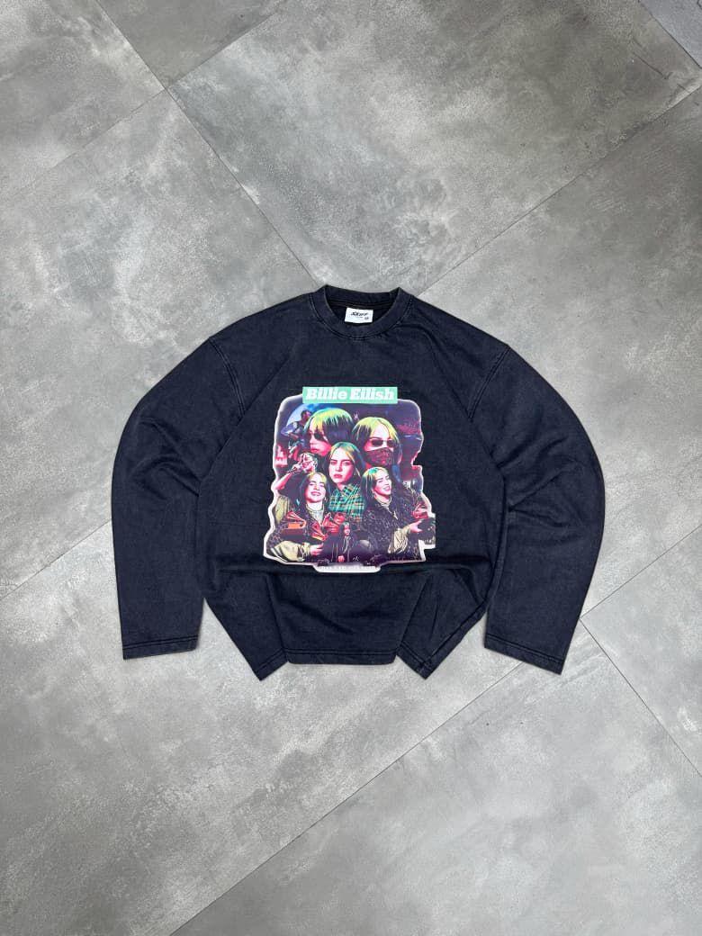 Billie Elish Graphic Full Sleeve Acid Washed Oversized - Image 1