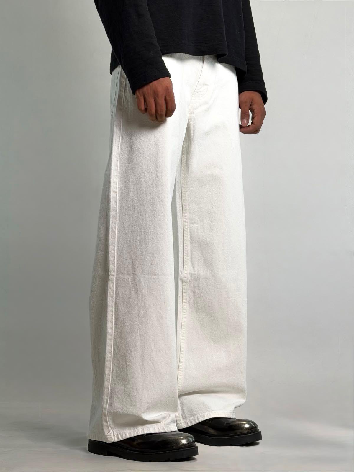 Solid White Baggy Fit Denim - Image 1