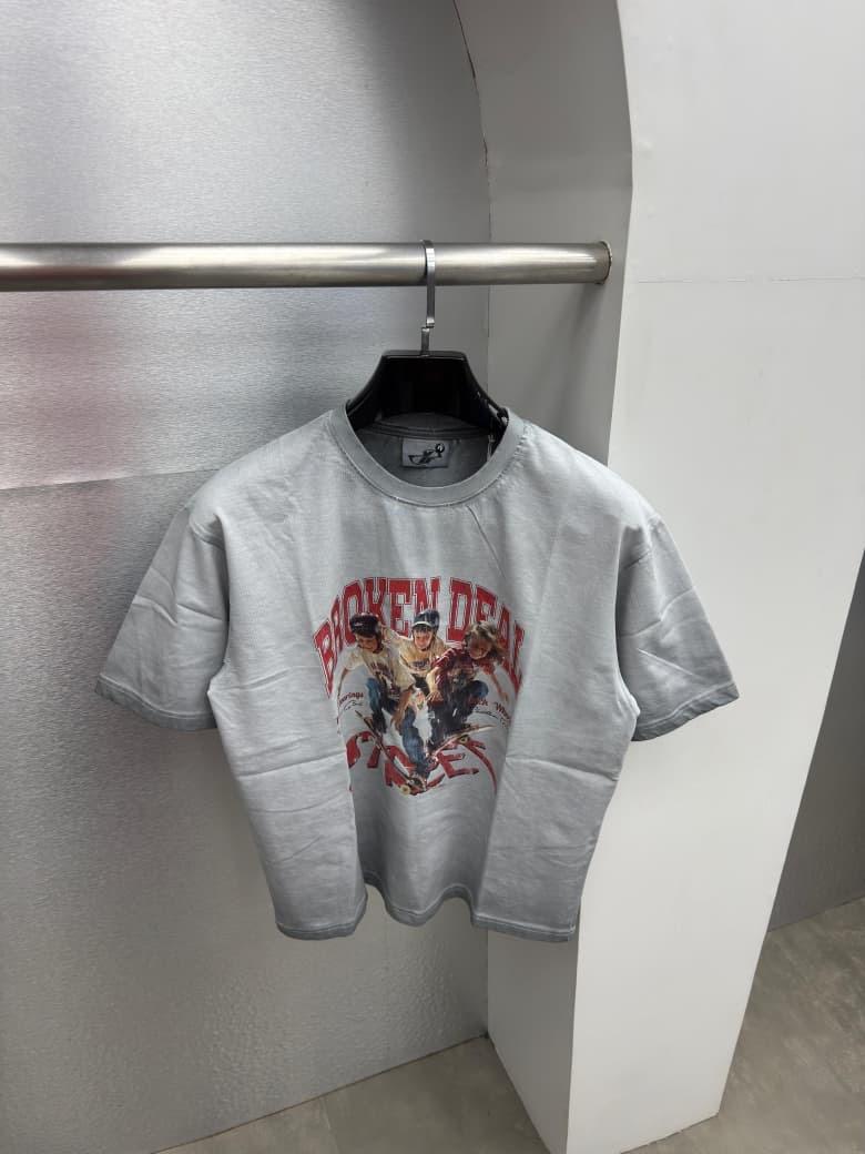 Grey Wash Graphic Unisex Oversized Tee - Image 1